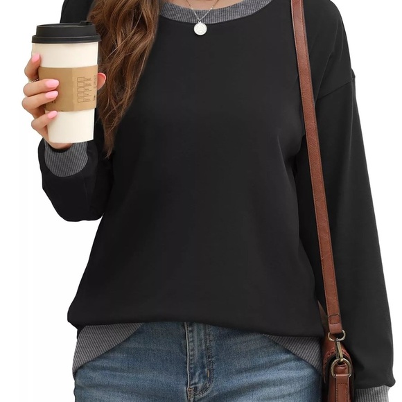 Women's Black Crew Neck Sweater - Picture 2 of 3